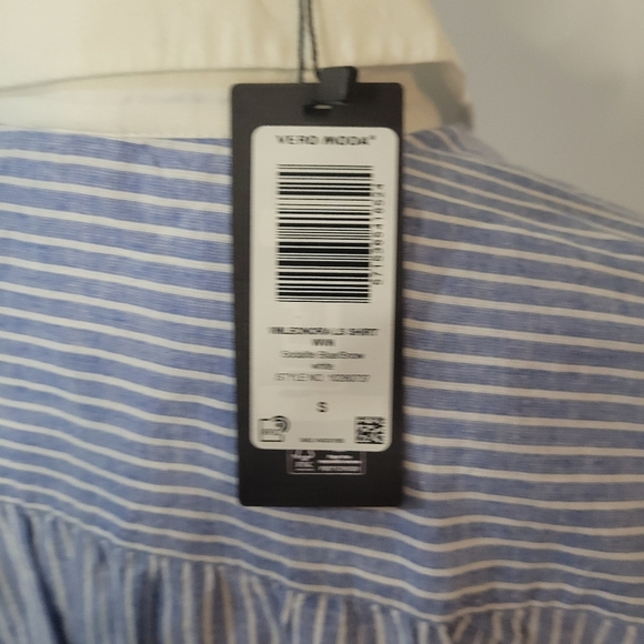 Vero Moda Lenora long sleeved shirt blue and white striped size small - Picture 12 of 13